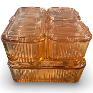 Federal Depression Glass Containers Pink Complete Set of Four